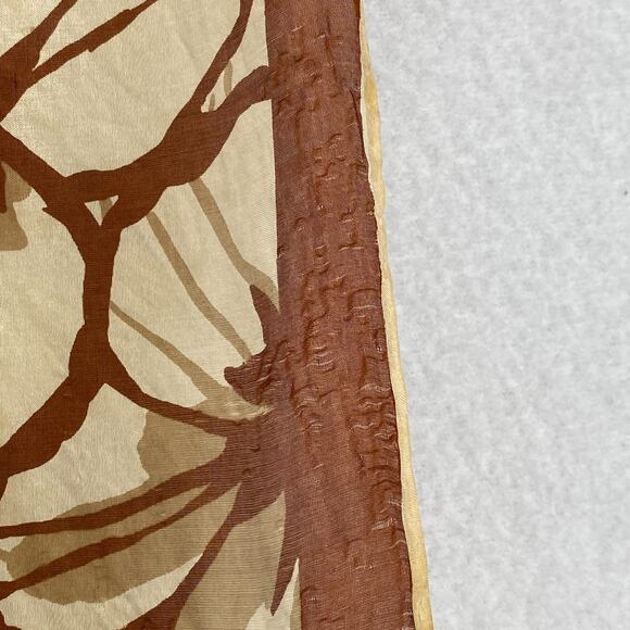 Vintage Scarf Silk Hand Rolled Floral Bandana Square Brown 31" x 30" - Picture 8 of 13